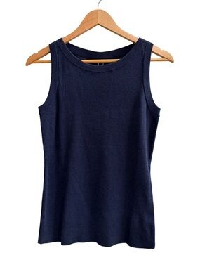 NWT Arach&Cloz Navy Blue Wool Blend Sleeveless Knit Tank Top Size Small